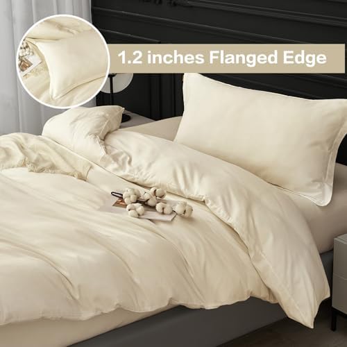 SAPHREAS 100% Washed Cotton Duvet Cover Twin Size Set, Linen Like