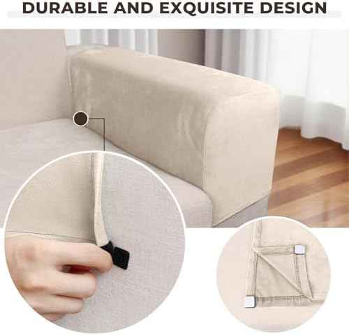 2-Piece Stretch Couch Arm Covers, Cream