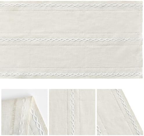 Artoid Mode Beige Rustic Cotton Linen Table Runner 13x90 Inch