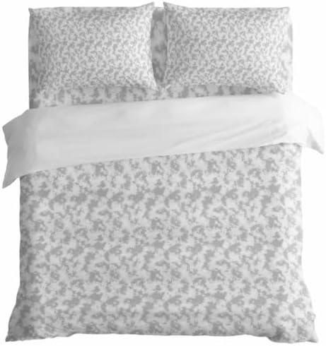 Gray Florals Duvet Cover Queen Size Bedding Set 4 Pieces, 1