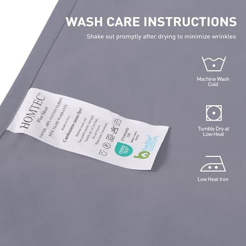 Full Size Flat Sheet 100% Cotton Percale, 2 Pack, Dark Gray