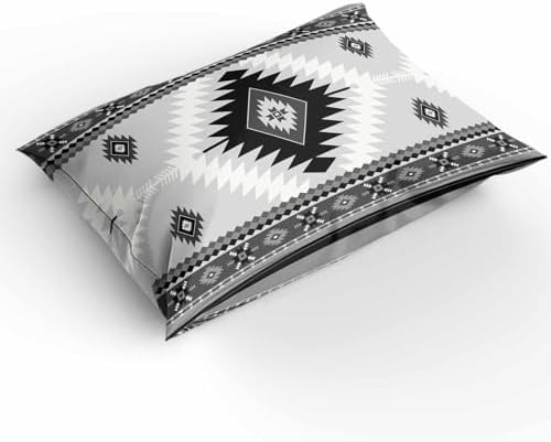 Duvet Cover Set Full, Aztec Gray Geometric Pattern 3 Piece Bedding Set