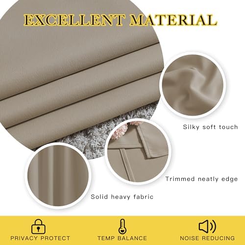 NICETOWN Blackout Taupe Curtains 84 inches Long, Grommet Room