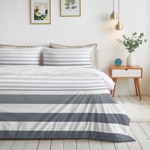 4 Pieces Duvet Cover Queen Bedding Sets Abstract Ombre White Grey