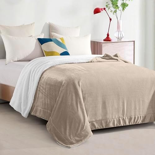 Elegant Comfort Ultra Soft Reversible Flannel Sherpa Blanket - Cozy