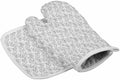 Quilted Cotton Terry Cloth Oven Mitt, Pot Holder Grey White Branch