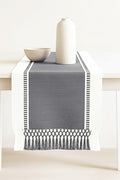 PurpleEssences Dobby Stripe Table Runner, 14x72 - Mineral Gray &