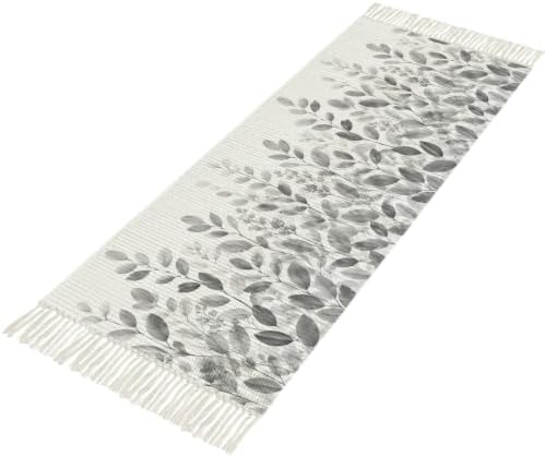 Spring Botanical Hallway Runner Rug 2'x5', Country Eucalyptus Leaves