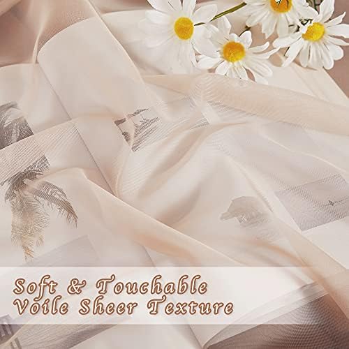 NICETOWN Voile Taupe Sheer Curtains 84 Inches Long, Grommet Airy &