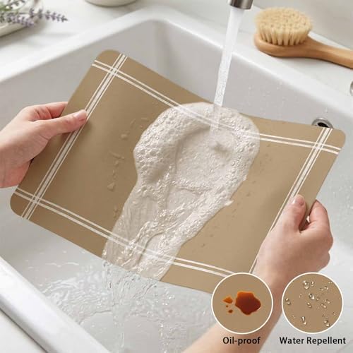 Faux Leather Placemats Set of 6 Solid Color Waterproof Heat Resistant