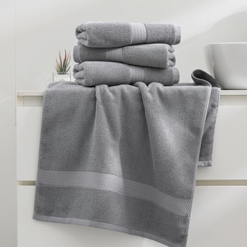 100% Cotton Hand Towel Set of 4, Oversized Ultra Soft Luxury Towels