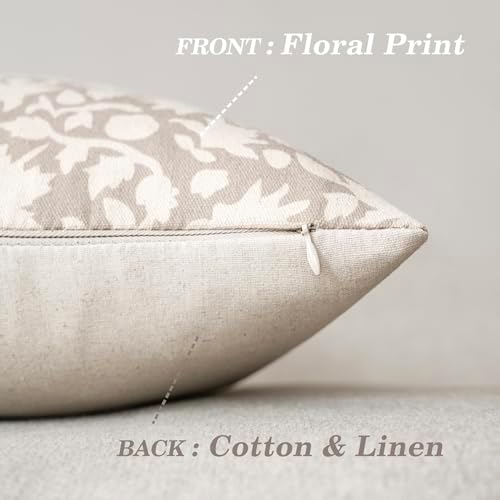 Foindtower Set of 2 Decorative Neutral Floral Throw Pillow Covers