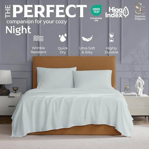 SUPREME ELEGANCE King Sheet Set, Soft Gray, 600 Thread Count Sateen