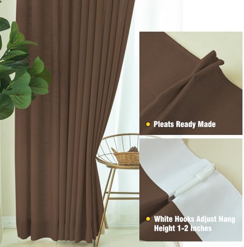 Pinch Pleat Curtains 84 Inches Long 2 Panels Set, Faux Linen Room