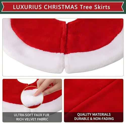 Small Red Plush Christmas Tree Skirt