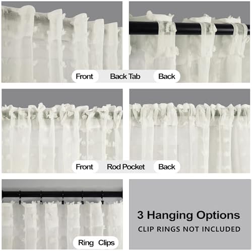 KOUFALL Cream Sheer Curtains 108 Inches Long for Living Room 2 Panels