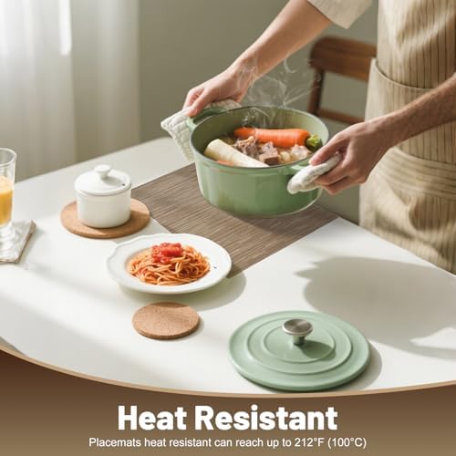 Placemats Set of 8,Non-Slip PVC Weave Table Mats Easy to Clean,Heat