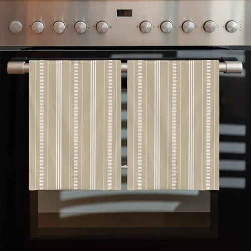 Boho Beige Kitchen Towels Set of 3, Ultra Absorbent Dish Towels Quick
