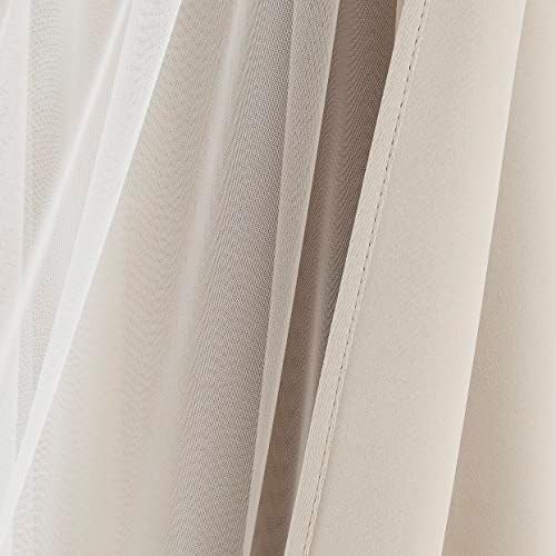 Bujasso Beige 80% Blackout Curtains with Sheer Overlay Mix and Match