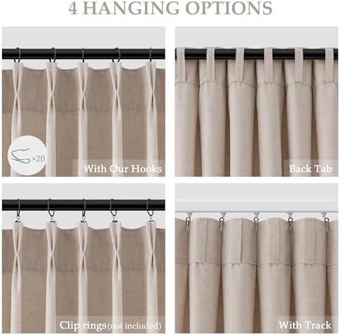 Aersas Taupe Burlywood Pinch Pleated Linen Curtains 84 Inches Long 2