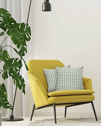 2 Packs Decorative Cotton Throw Pillow Covers, Sage Green White