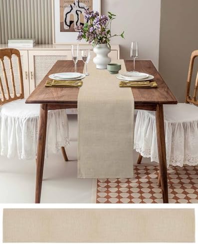 DecorLovee Vintage Cream Table Runners 108 Inches Long, Farmhouse