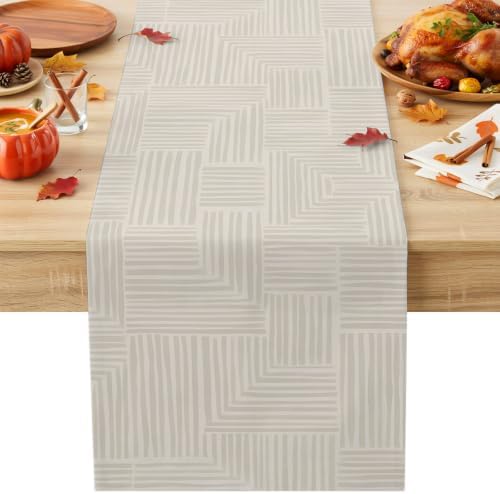Geometric Striped Table Runner 72 Inch Long Dresser Scarves Linen