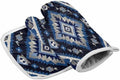 Quilted Cotton Terry Cloth Oven Mitt, Pot Holder Blue Grey Symmetry