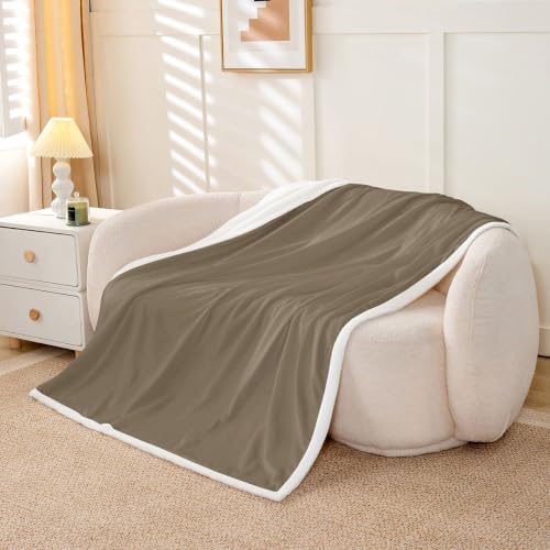 Feelyou Taupe for Kids Adults Sherpa Blanket Plush Fuzzy Twin 60"x80"