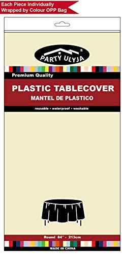Ivory Plastic Tablecloths 2 Pack Cream Disposable Table Covers 84 Inch