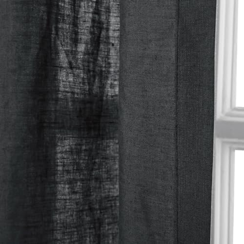ChadMade Pure Linen Sheer Curtain Light Filtering - 26 x 108 Inch