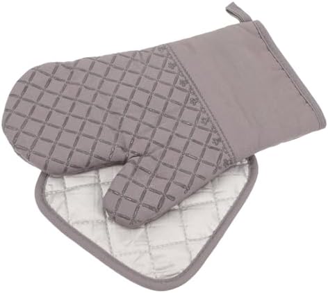 1set Oven Mitts and Pot Holder Oven Gloves Lining for Safe Gripping