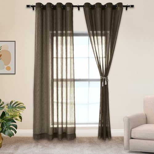 Frelement Light Filtering Window Treatments Linen Sheer Window Curtain