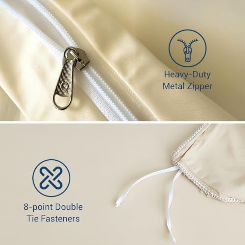SheRest Cream Textured Duvet Cover Twin/Twin XL Size - 2 Pieces 145GSM