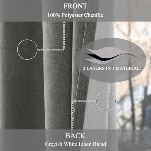 Fcosie 120 Inch Tall Soft Chenille 100% Black Out Curtains / 10, 12