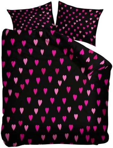California King Duvet Cover Set Cute Pink Heart Pattern Soft