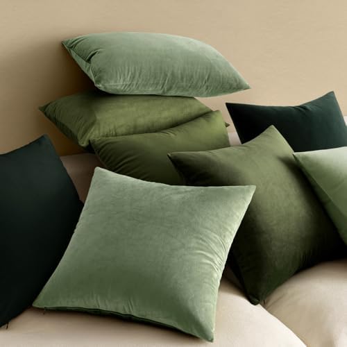 MIULEE Velvet Christmas Throw Pillow Covers 22x22 Inch Pack of 2 Army