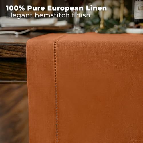 Signature LinenTM by D'Moksha, 100% Pure Linen Rust Table Runner 14 x