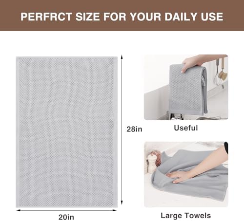Homaxy 100% Cotton Oversized Waffle Weave Kitchen Towels 4-Pack, Light