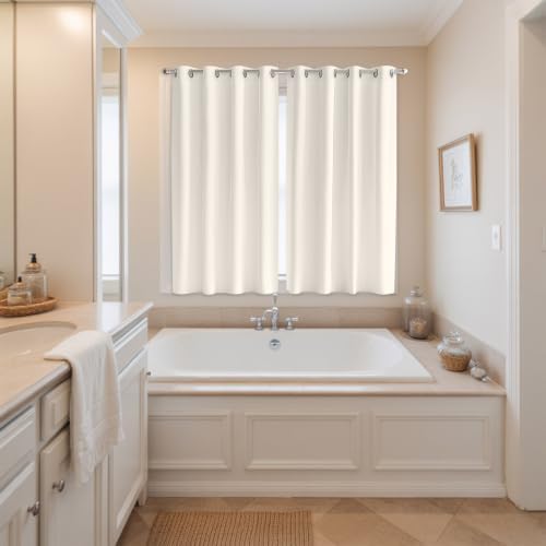 Cream Window Curtains 84 Inch Length 2 Panels Set, Solid Color
