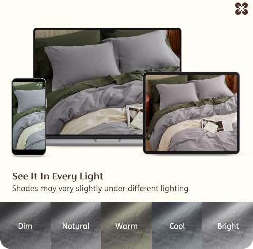 Bedsure PureWoven 100% Washed Cotton Duvet Cover Set, King Size, 3-PC