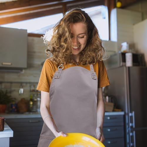 PRETYZOOM Canvas Apron with Pockets, Adjustable Oil-proof Fit