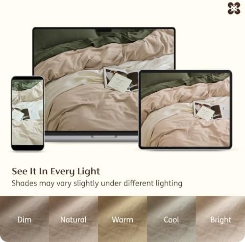 Bedsure PureWoven 100% Washed Cotton Duvet Cover Only, King, Frosted