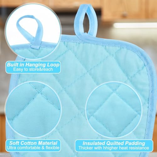 24 Pcs Pot Holders for Kitchen, Heat Resistant Cotton Blend Hot Pads &