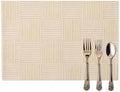 Minimalist Woven Strips Placemats Set of 8, Farmhouse Basket Beige
