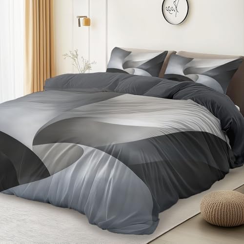 Abstract Texture Arc Modern Microfiber Duvet Cover Set Queen