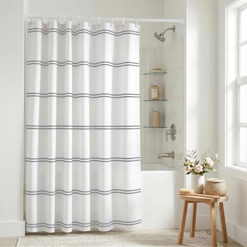 Belora Home Grey and White Shower Curtain for Bathroom - 72x72 Inches