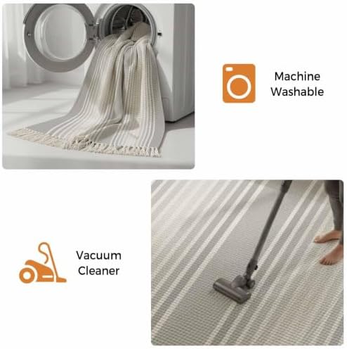 Grey Striped Hallway Runner Rug 2'x5', Gray Ombre Farmhouse Stripes
