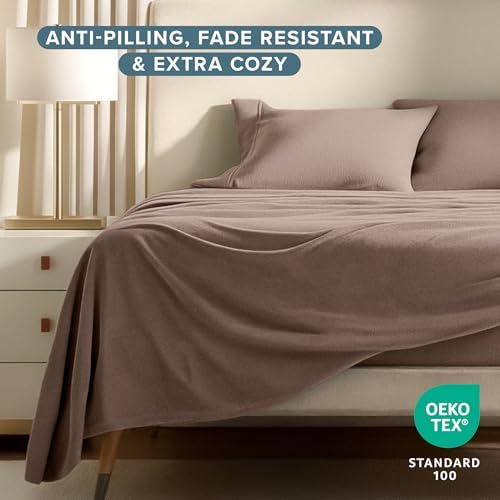 Bare Home Super Soft Fleece Sheet Set (King, Taupe)