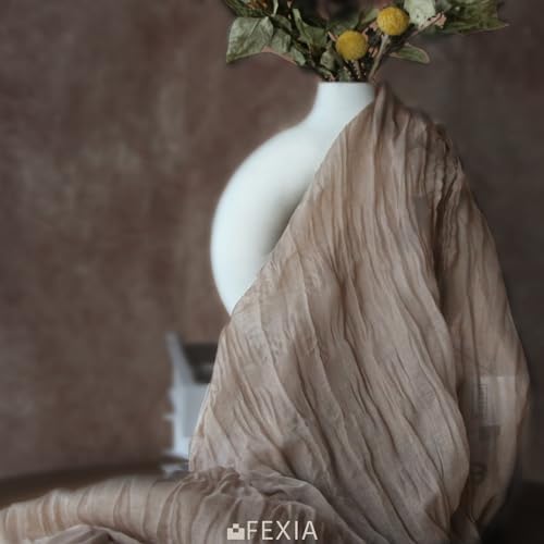 FEXIA 6Pcs Nude Brown Cheesecloth Table Runner Wedding Boho Decor